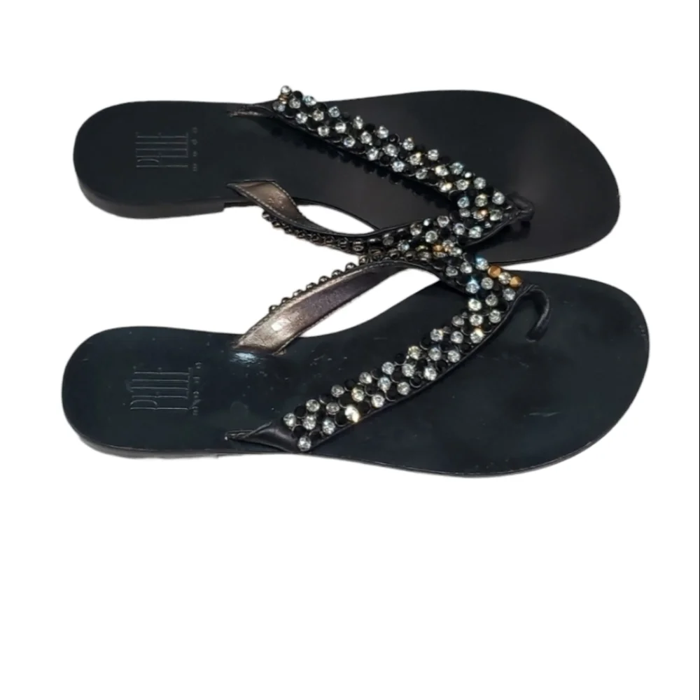 Pelle Moda Womens Rhinestone Strap Thong Sandals Flats Flip flop shoes sz 9M